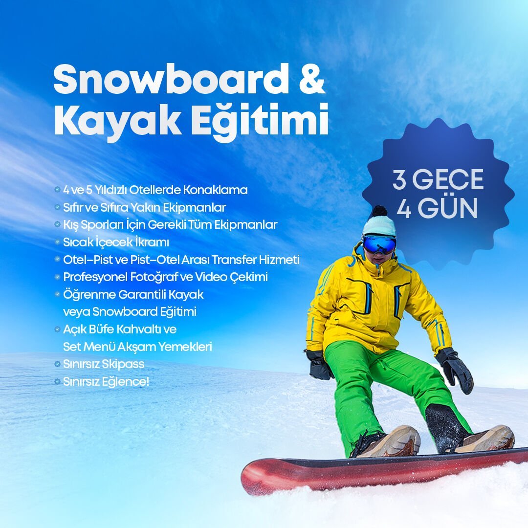 Yetişkin Acemi Paket | 3 Gece 4 Gün Erciyes Kış Kampı