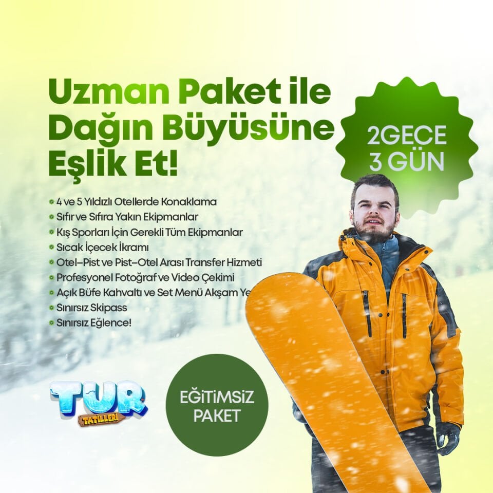 Yetişkin Uzman Paket | 2 Gece 3 Gün Erciyes Kış Kampı