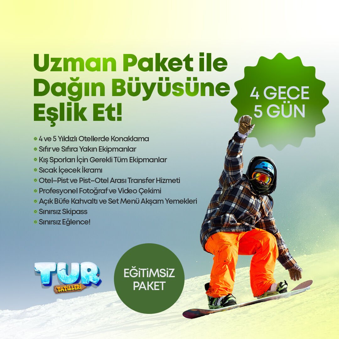 Yetişkin Uzman Paket | 4 Gece 5 Gün Erciyes Kış Kampı