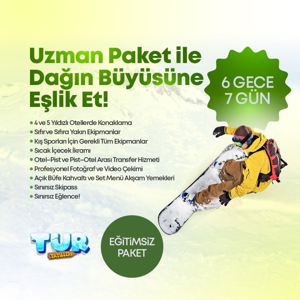 Yetişkin Uzman Paket | 6 Gece 7 Gün Erciyes Kış Kampı
